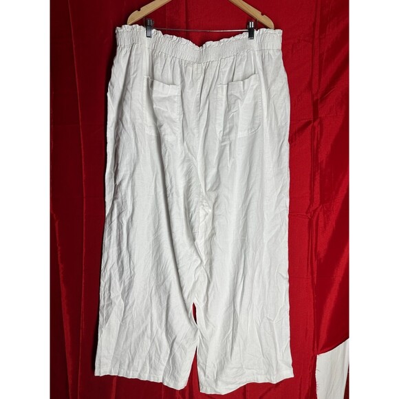 NWT Westbound Linen Blend Pull On Pants Women 3XS Smocked Elastic Waist Wide Leg - Picture 2 of 10
